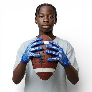 Under Armour Men's Blur Football Gloves Size S Super Sticky Glue Grip Royal Blue